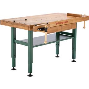 Heavy-Duty Oak Workbench with Steel Legs