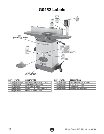 Part Diagram for G0452P