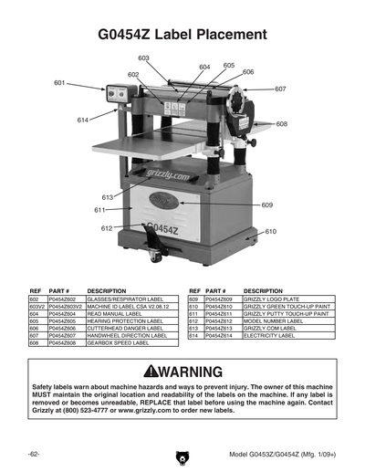 Part Diagram for G0454Z