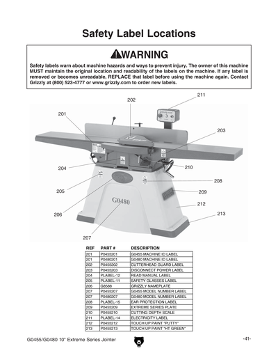 Part Diagram for G0455