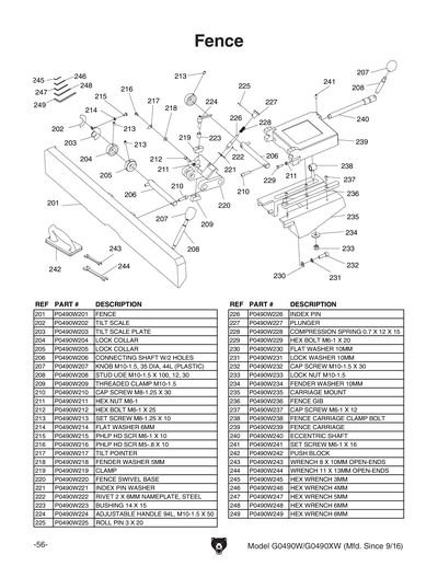 Part Diagram for G0490W