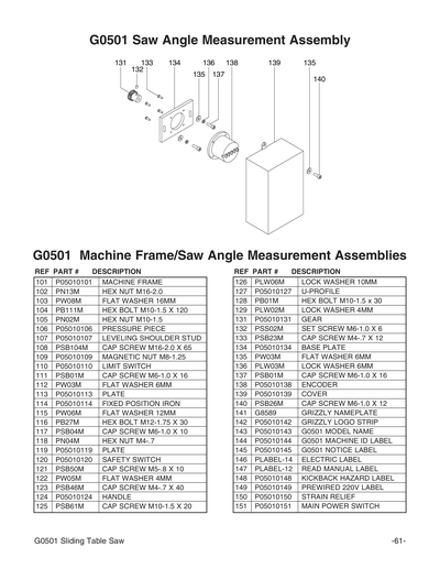 Part Diagram for G0501