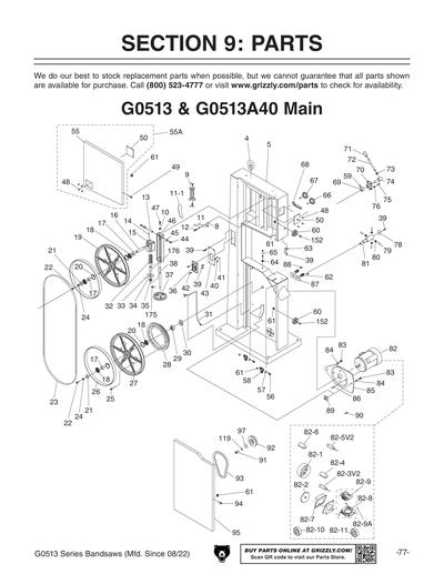 Parts for G0513A40 17