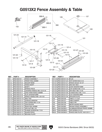 gushaページ Parts for G0513A40 17