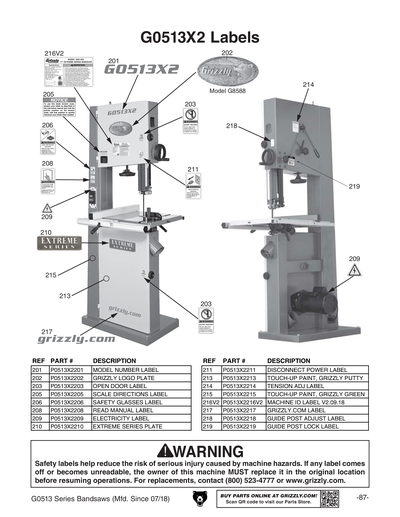Part Diagram for G0513ANV