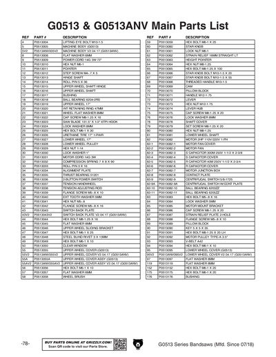 Part Diagram for G0513X2B