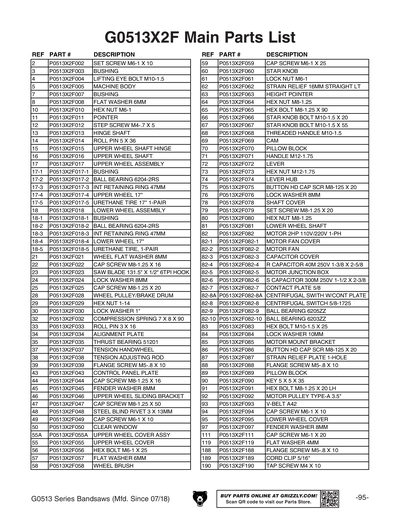 Part Diagram for G0513X2B