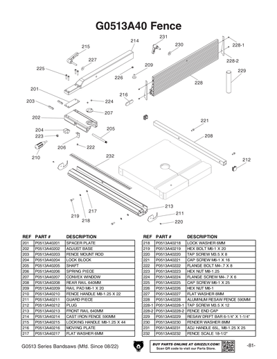 Part Diagram for G0513X2BF