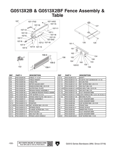 Part Diagram for G0513X2F
