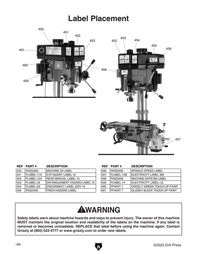 Part Diagram for G0520