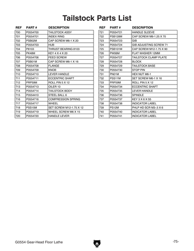 Part Diagram for G0554