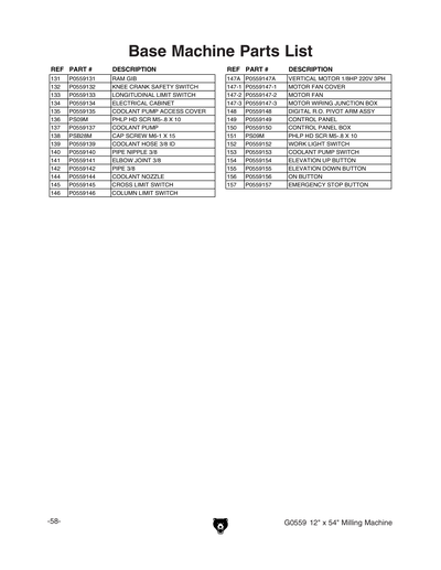 Part Diagram for G0559