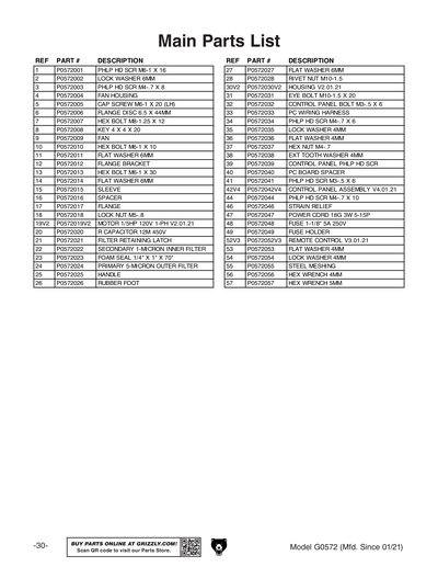 Part Diagram for G0572