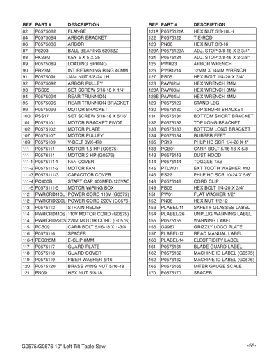 Part Diagram for G0576