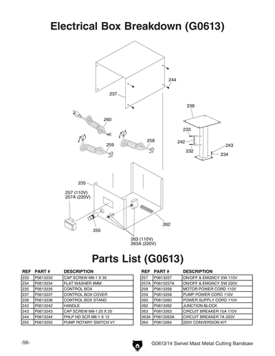 Part Diagram for G0613