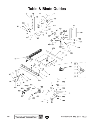 Part Diagram for G0621X