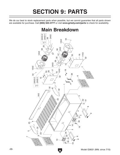 Part Diagram for G0631