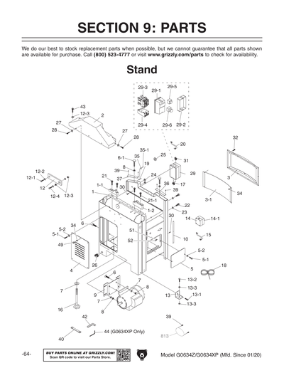 Parts for G0634XP 12