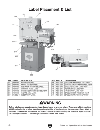 Part Diagram for G0644