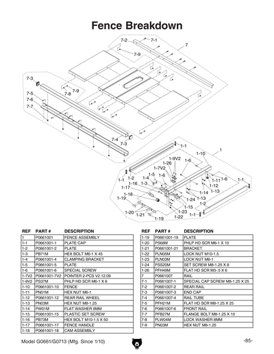 Part Diagram for G0713
