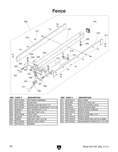 Part Diagram for G0715P