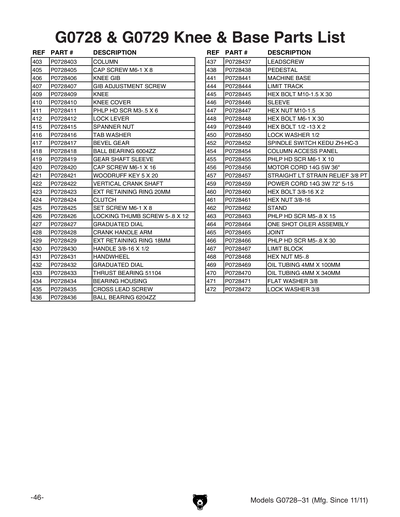 Part Diagram for G0729