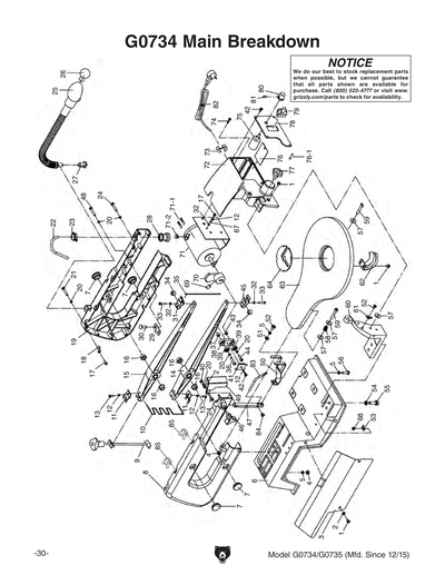 Parts for G0734 16