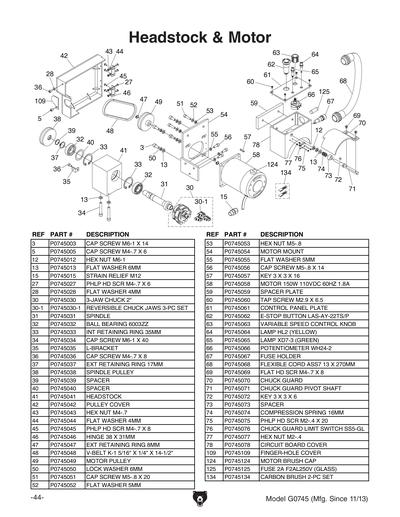 Parts for G0745 4