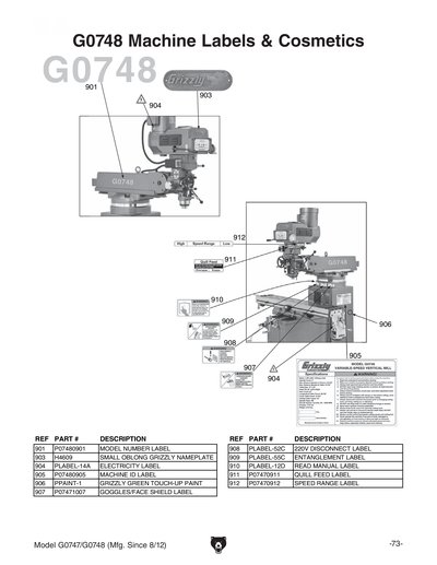 Part Diagram for G0748