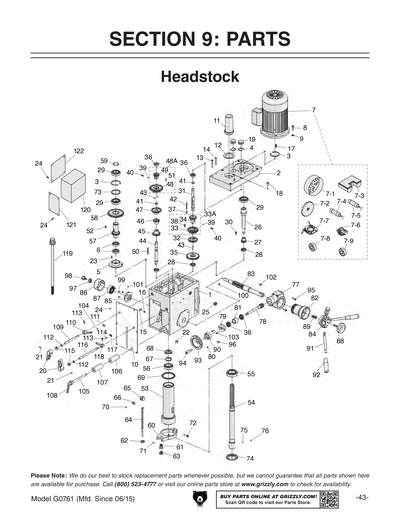 Parts for G0761 10