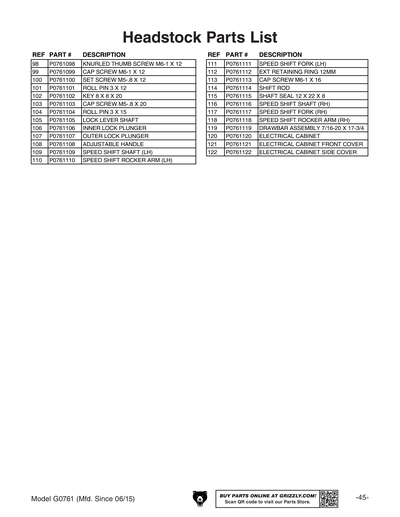 Part Diagram for G0761