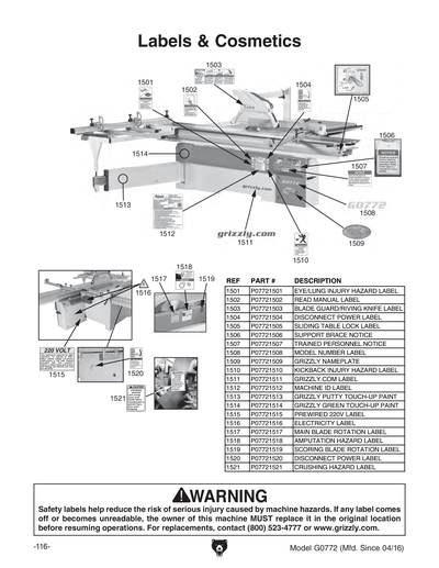 Part Diagram for G0772
