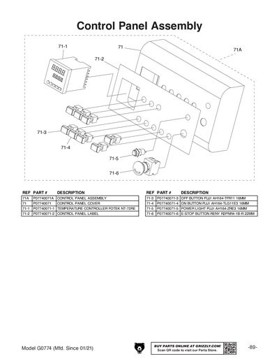 Part Diagram for G0774