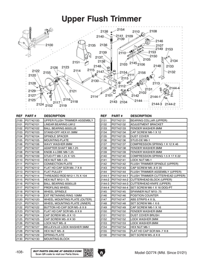 Part Diagram for G0774
