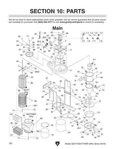 Part Diagram for G0777