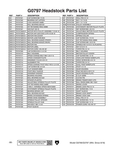 Part Diagram for G0797