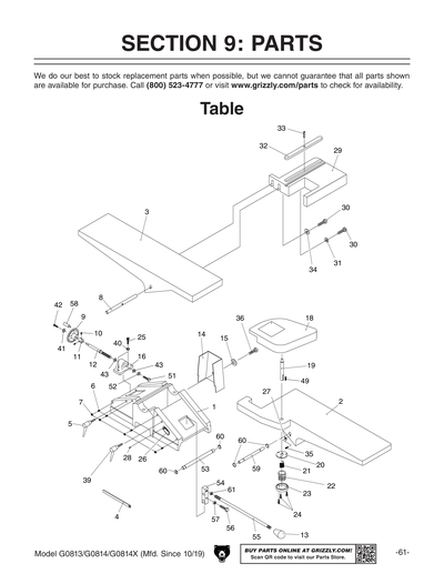 Part Diagram for G0813