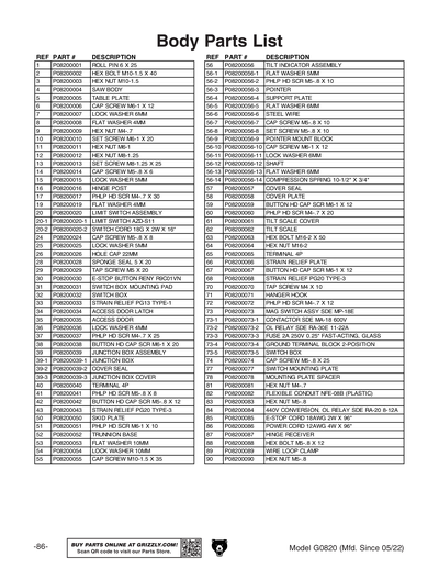Part Diagram for G0820