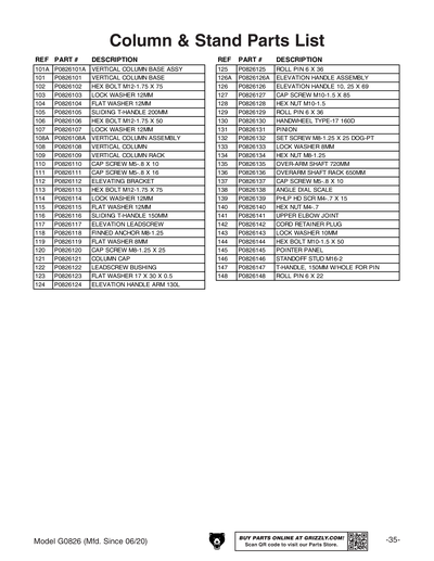 Part Diagram for G0826