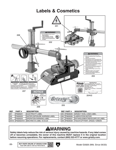 Part Diagram for G0826