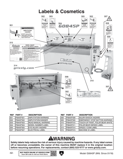 Part Diagram for G0845P