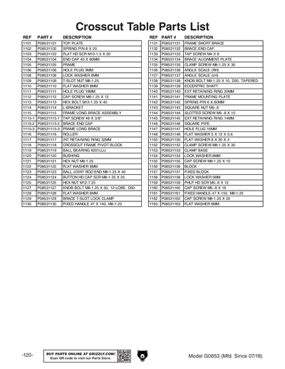 Part Diagram for G0853