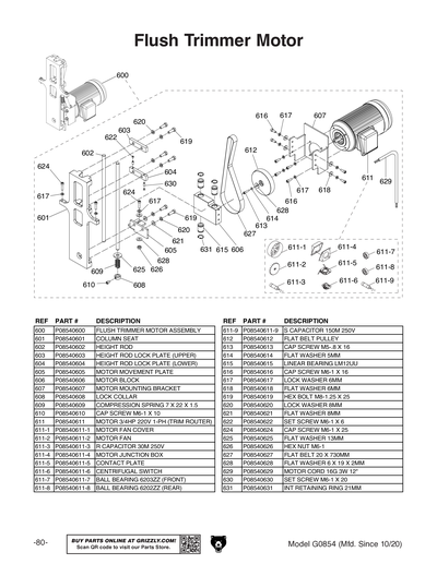 Parts for Compact Automatic Edgebander - Grizzly Industrial
