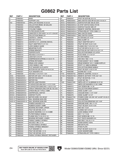 Part Diagram for G0860