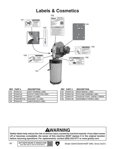 Part Diagram for G0944
