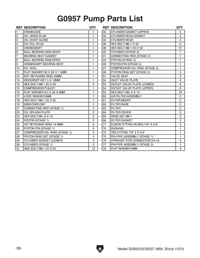 Part Diagram for G0954