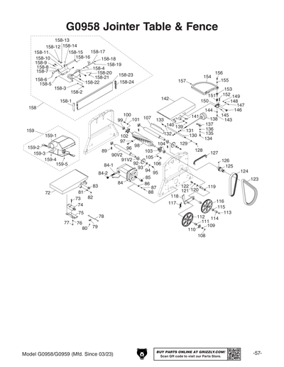 Parts for G0959 12
