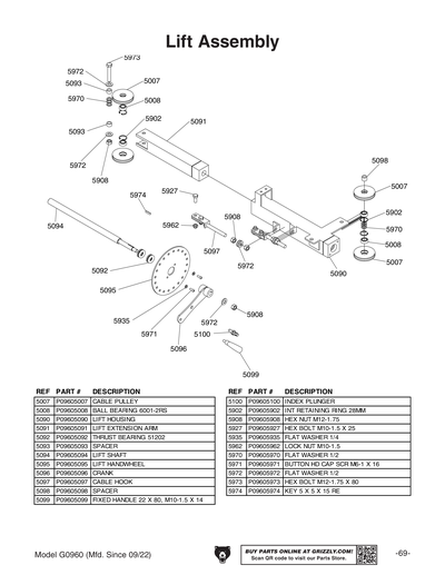 Part Diagram for G0960