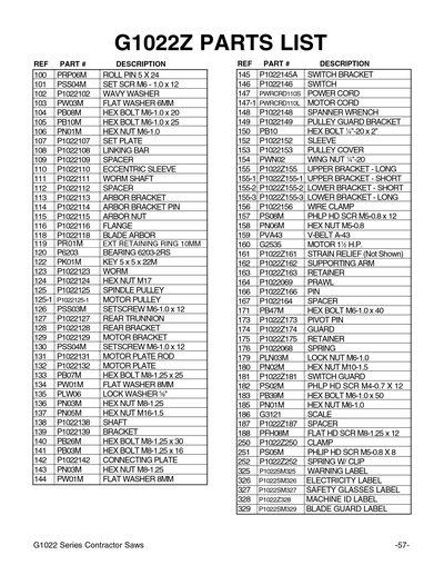 Part Diagram for G1022Z