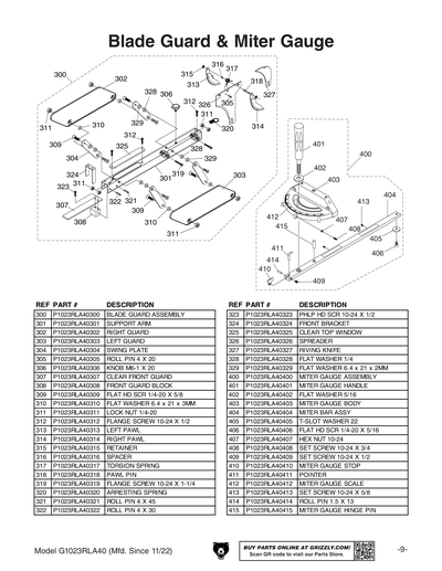Part Diagram for G1023RLA40